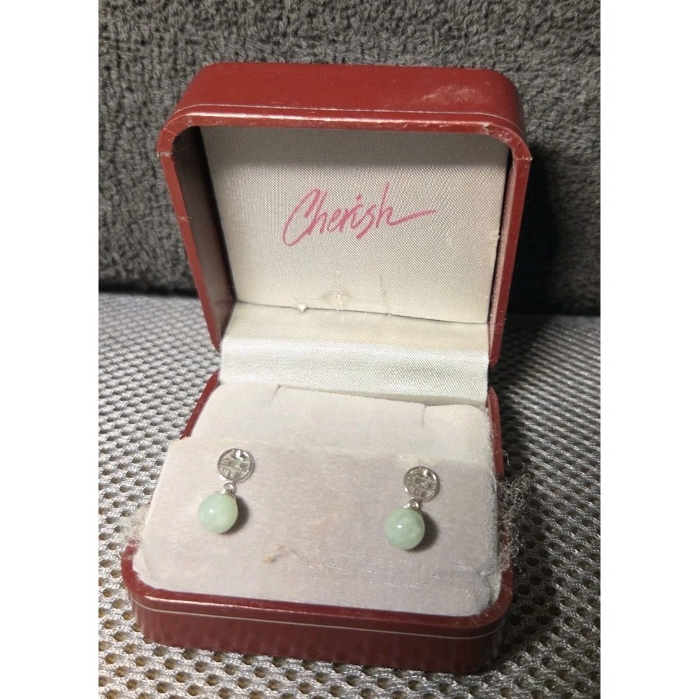 cherish pale green jade earrings